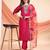 Rani pink color embroidered art silk party wear kurti set full stitched.