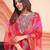 Rani pink color embroidered art silk party wear kurti set full stitched.