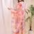 Peach color embroidered art silk party wear kurti set 
