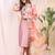 Peach color embroidered art silk party wear kurti set 