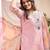 Peach color embroidered art silk party wear kurti set 