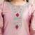 Peach color embroidered art silk party wear kurti set 