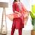 Maroon color embroidered art silk party wear kurti set 