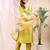 Lemon color embroidered art silk party wear kurti set 