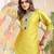 Lemon color embroidered art silk party wear kurti set 