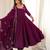 Wine roman chanderi silk blend angrakha anarkali suit set