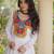 White rayon kutchi gamthi thread embroidered & mirror work navratri gown