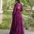 Wine rayon kutchi gamthi thread embroidered & mirror work navratri gown