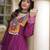 Wine rayon kutchi gamthi thread embroidered & mirror work navratri gown