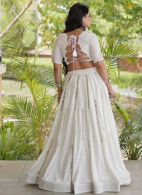 Mirror Work Lehenga Choli with Embroidered Blouse free size stitched 2