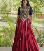 Mirror Work Lehenga Choli with Embroidered Blouse free size stitched