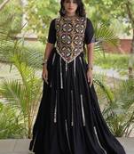 Mirror Work Lehenga Choli with Embroidered Blouse free size stitched