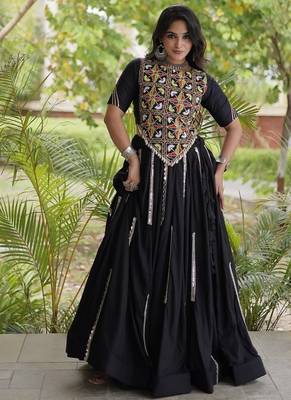 Mirror Work Lehenga Choli with Embroidered Blouse free size stitched 2