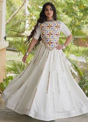 Mirror Work Lehenga Choli with Embroidered Blouse free size stitched 5