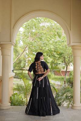 Mirror Work Lehenga Choli with Embroidered Blouse free size stitched 3