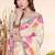 cream color digital printed silk blend saree for women