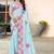 sky blue color digital printed silk blend saree for women