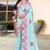 sky blue color digital printed silk blend saree for women