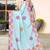 sky blue color digital printed silk blend saree for women