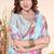 sky blue color digital printed silk blend saree for women