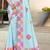 sky blue color digital printed silk blend saree for women