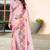 peach color digital printed silk blend saree for women