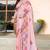 peach color digital printed silk blend saree for women
