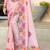 peach color digital printed silk blend saree for women