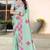 sea green color digital printed silk blend saree for women