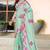 sea green color digital printed silk blend saree for women