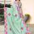 sea green color digital printed silk blend saree for women