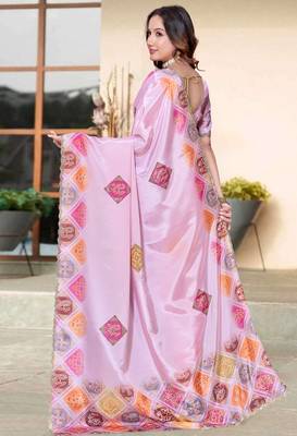 pink color digital printed silk blend saree for women 3