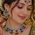 Multicolor mehandi-plated agate stone necklace set with earrings & maang tikka