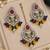 Multicolor mehandi-plated agate stone necklace set with earrings & maang tikka