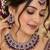 Wine mehandi-plated agate stone necklace set with earrings & maang tikka