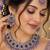 Purple mehandi-plated agate stone necklace set with earrings & maang tikka