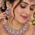 Baby pink mehandi-plated agate stone necklace set with earrings & maang tikka