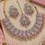 Baby pink mehandi-plated agate stone necklace set with earrings & maang tikka