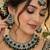 Green mehandi-plated agate stone necklace set with earrings & maang tikka