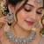 Pink pista mehandi-plated agate stone necklace set with earrings & maang tikka