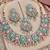 Pink pista mehandi-plated agate stone necklace set with earrings & maang tikka