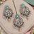 Pink pista mehandi-plated agate stone necklace set with earrings & maang tikka