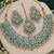 Pista mehandi-plated agate stone necklace set with earrings & maang tikka