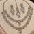 Pink pista mehandi-plated kundan agate stone necklace set with earrings & maang tikka