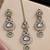 Pink pista mehandi-plated kundan agate stone necklace set with earrings & maang tikka