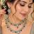 Green mehandi-plated kundan agate stone necklace set with earrings & maang tikka