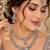 Baby pink mehandi-plated kundan agate stone necklace set with earrings & maang tikka