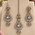 Baby pink mehandi-plated kundan agate stone necklace set with earrings & maang tikka
