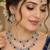 Blue mehandi-plated kundan agate stone & kundan necklace set with earrings