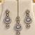 White mehandi-plated kundan agate stone & necklace set with earrings & maang tikka